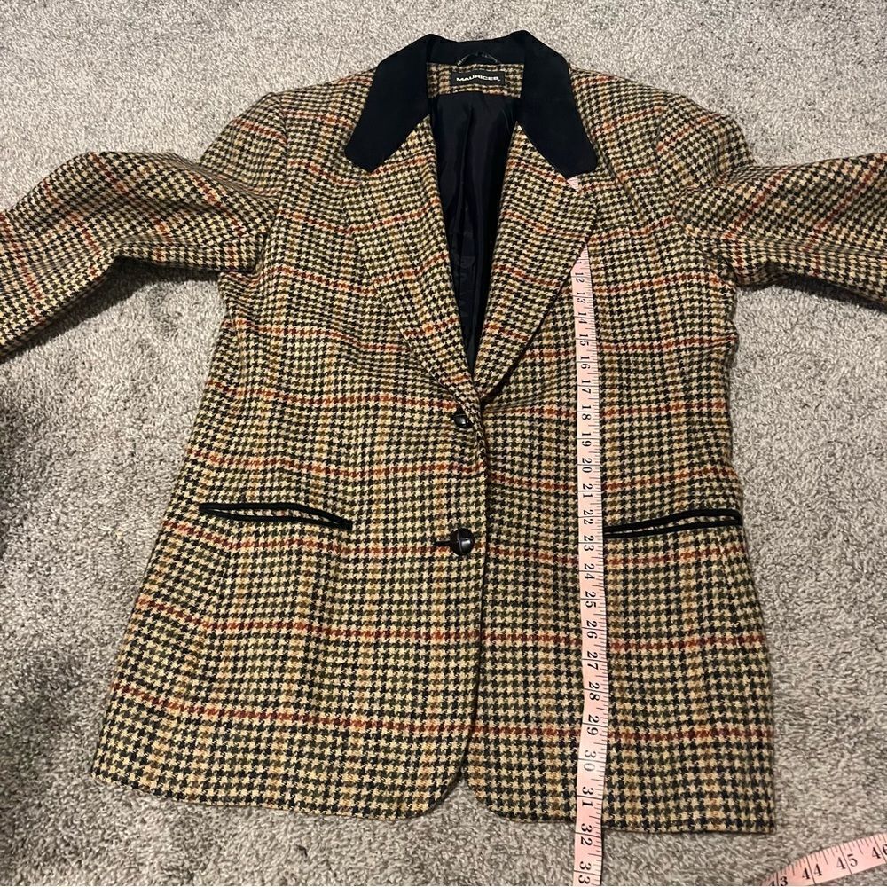 Vintage Maurice’s Houndstooth Suede Accent Blazer Large - Picture 11 of 11